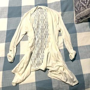 AMS Pure white long sleeve drapey coverup